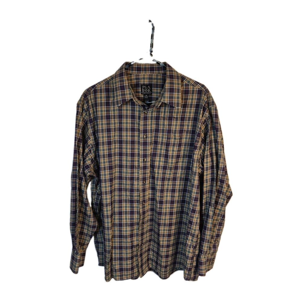 Jos. A. Bank Traveler's Collection Men's XL Shirt Plaid Multicolor Button Down